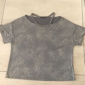 Harlowe & Graham split neck t shirt